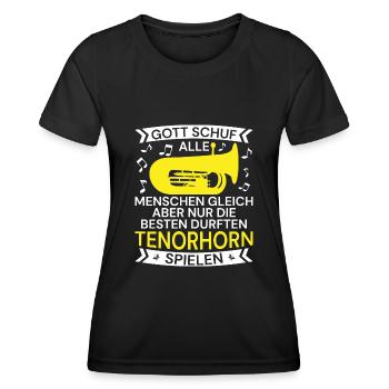 Tenorhorn Blechblasinstrument Musikinstrument - Frauen Funktions-T-Shirt - Schwarz - Vorne - AI Model Female 172 light (172cm)