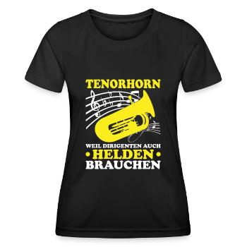 Tenorhorn Blechblasinstrument Musikinstrument - Frauen Funktions-T-Shirt - Schwarz - Vorne - AI Model Female 172 light (172cm)