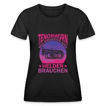 Tenorhorn Blechblasinstrument Musikinstrument - Frauen Funktions-T-Shirt - Schwarz - Vorne - AI Model Female 172 light (172cm)