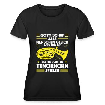 Tenorhorn Blechblasinstrument Musikinstrument - Frauen Funktions-T-Shirt - Schwarz - Vorne - AI Model Female 172 light (172cm)