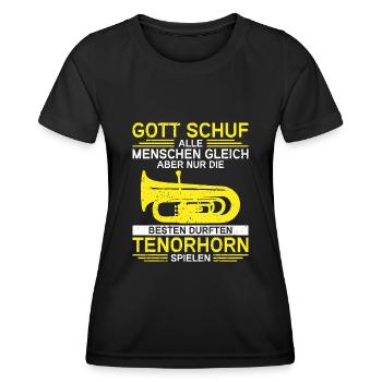 Tenorhorn Blechblasinstrument Musikinstrument - Frauen Funktions-T-Shirt - Schwarz - Vorne - AI Model Female 172 light (172cm)