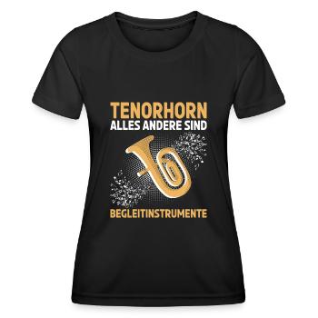 Tenorhorn Blechblasinstrument Musikinstrument - Frauen Funktions-T-Shirt - Schwarz - Vorne - AI Model Female 172 light (172cm)