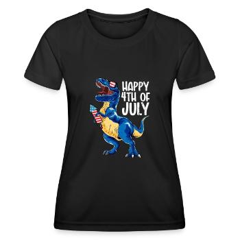 Dinosaur Independence Day USA Juillet - T-shirt sport Femme - noir - Devant - AI Model Female 172 light (172cm)