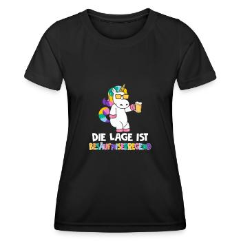 Die Lage ist besäufniserregend Einhorn - Frauen Funktions-T-Shirt - Schwarz - Vorne - AI Model Female 172 light (172cm)