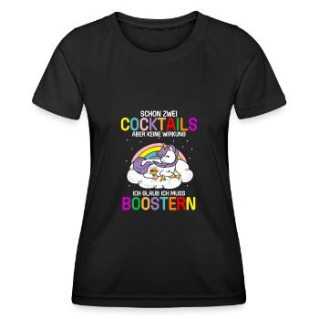 Zwei Cocktails Keine Wirkung Ich Muss Boostern - Frauen Funktions-T-Shirt - Schwarz - Vorne - AI Model Female 172 light (172cm)