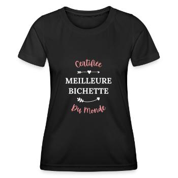 Certifiée meilleure bichette du monde - T-shirt sport Femme - noir - Devant - AI Model Female 172 light (172cm)