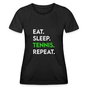 eat sleep tennis repeat - Frauen Funktions-T-Shirt - Schwarz - Vorne - AI Model Female 172 light (172cm)