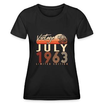 Millésime 1963 en juillet - T-shirt sport Femme - noir - Devant - AI Model Female 172 light (172cm)