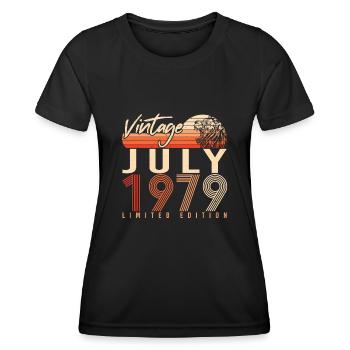 Né en 1979 en juillet - T-shirt sport Femme - noir - Devant - AI Model Female 172 light (172cm)