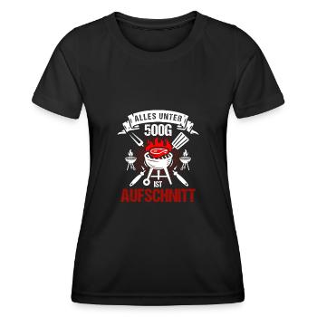 Alles unter 500g ist Aufschnitt Steak Grillmeister - Frauen Funktions-T-Shirt - Schwarz - Vorne - AI Model Female 172 light (172cm)