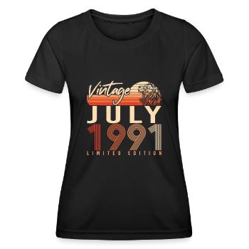 1991 July gift idea - Women's Functional T-Shirt - black - Front - AI Model Female 172 light (172cm)