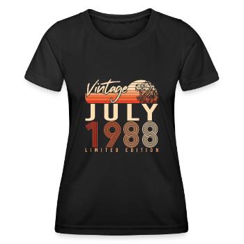 Birthday Greeting For July 1988 - Women's Functional T-Shirt - black - Front - AI Model Female 172 light (172cm)