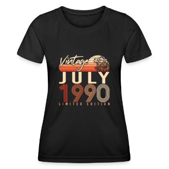 1990 Juli Geschenkidee - Frauen Funktions-T-Shirt - Schwarz - Vorne - AI Model Female 172 light (172cm)