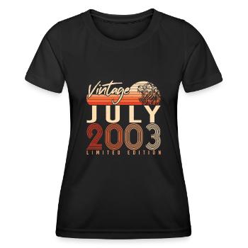 Year of birth July 2003 - Women's Functional T-Shirt - black - Front - AI Model Female 172 light (172cm)