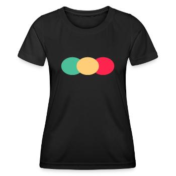 Trois Ovales- Vert- Rouge- Jaune - T-shirt sport Femme - noir - Devant - AI Model Female 172 light (172cm)