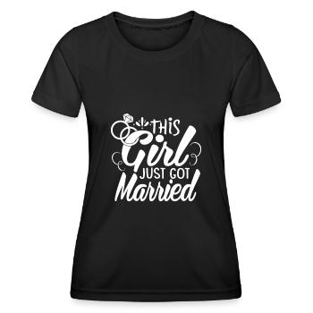 Cette fille vient de se marier - T-shirt sport Femme - noir - Devant - AI Model Female 172 light (172cm)