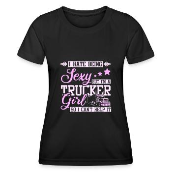 Sexy trucker girl - Frauen Funktions-T-Shirt - Schwarz - Vorne - AI Model Female 172 light (172cm)