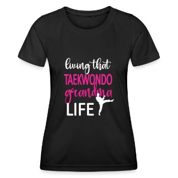 Taekwondo Grand-mère Fière Taekwondo Grand-mère Cadeau - T-shirt sport Femme - noir - Devant - AI Model Female 172 light (172cm)