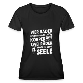 Vier Räder Bewegen Den Körper Zwei Räder Bewegen - Frauen Funktions-T-Shirt - Schwarz - Vorne - AI Model Female 172 light (172cm)