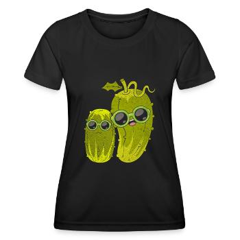 Coole Sonnebrille Gemüse Geschenkidee Gurke - Frauen Funktions-T-Shirt - Schwarz - Vorne - AI Model Female 172 light (172cm)