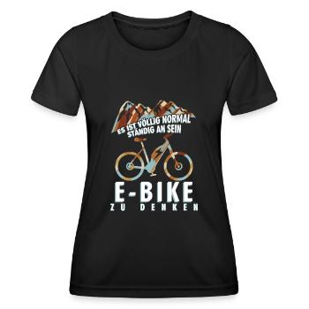 EBike elektrisches Fahrrad Strom E-Bike - Frauen Funktions-T-Shirt - Schwarz - Vorne - AI Model Female 172 light (172cm)