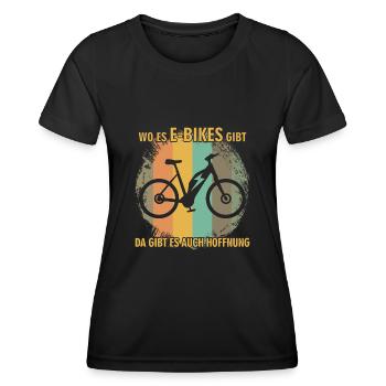 EBike elektrisches Fahrrad Retro E-Bike - Frauen Funktions-T-Shirt - Schwarz - Vorne - AI Model Female 172 light (172cm)
