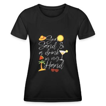 sable solaire et boisson dans ma conception de la main - T-shirt sport Femme - noir - Devant - AI Model Female 172 light (172cm)