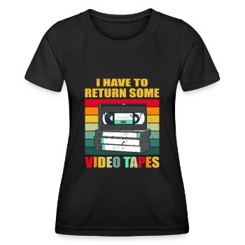 Video Cassette Tape Nineties Gift - Women's Functional T-Shirt - black - Front - AI Model Female 172 light (172cm)