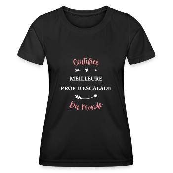 Certifiée meilleure prof d'escalade du monde - T-shirt sport Femme - noir - Devant - AI Model Female 172 light (172cm)
