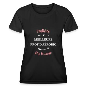 Certifiée meilleure prof d'aérobic du monde - T-shirt sport Femme - noir - Devant - AI Model Female 172 light (172cm)