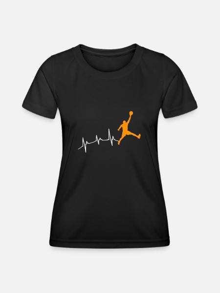 Basketballer Herzschlag - Frauen Funktions-T-Shirt - Schwarz