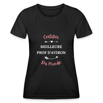 Certifiée meilleure prof d'aviron du monde - T-shirt sport Femme - noir - Devant - AI Model Female 172 light (172cm)