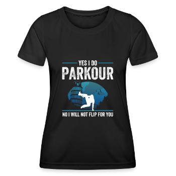Parkour Design pour Freerunner | Freerunning - T-shirt sport Femme - noir - Devant - AI Model Female 172 light (172cm)
