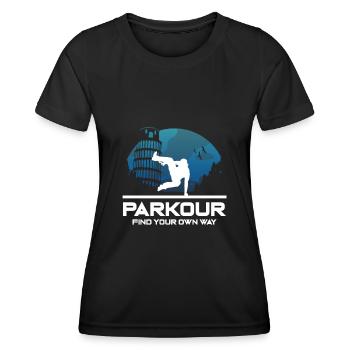Parkour Design pour Freerunner | Freerunning - T-shirt sport Femme - noir - Devant - AI Model Female 172 light (172cm)