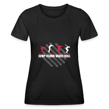 Parkour Design pour Freerunner | Freerunning - T-shirt sport Femme - noir - Devant - AI Model Female 172 light (172cm)