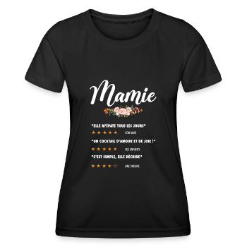 mamie citation fleurs critique film drôle mémé - T-shirt sport Femme - noir - Devant - AI Model Female 172 light (172cm)
