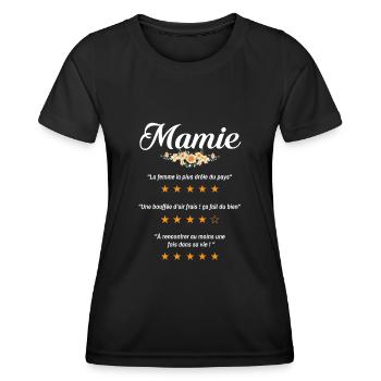mamie citation fleurs critique film drôle mémé - T-shirt sport Femme - noir - Devant - AI Model Female 172 light (172cm)