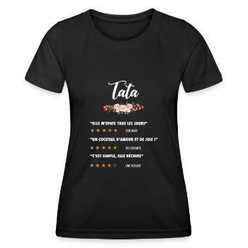 tata citation fleurs critique film drôle tante - T-shirt sport Femme - noir - Devant - AI Model Female 172 light (172cm)