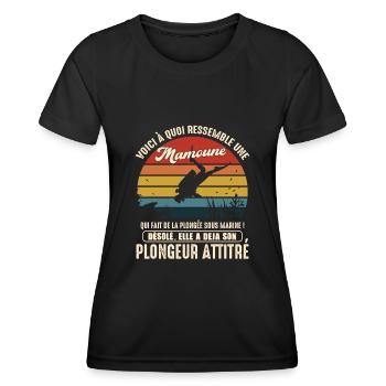 mamoune pratiquante plongée sous marine plongeur - T-shirt sport Femme - noir - Devant - AI Model Female 172 light (172cm)