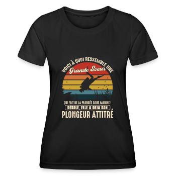 grande soeur pratiquante plongée sous marine - T-shirt sport Femme - noir - Devant - AI Model Female 172 light (172cm)