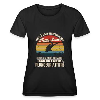petite soeur pratiquante plongée sous marine - T-shirt sport Femme - noir - Devant - AI Model Female 172 light (172cm)