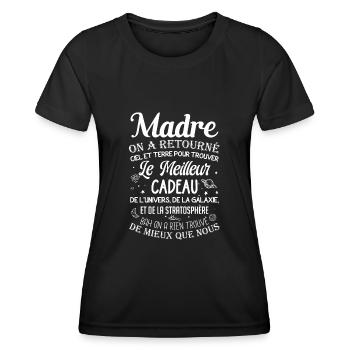 Meilleur cadeau maman ciel et terre drôle madre - T-shirt sport Femme - noir - Devant - AI Model Female 172 light (172cm)