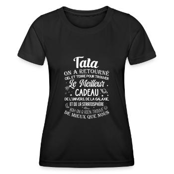 Meilleur cadeau tata ciel et terre drôle tantine - T-shirt sport Femme - noir - Devant - AI Model Female 172 light (172cm)