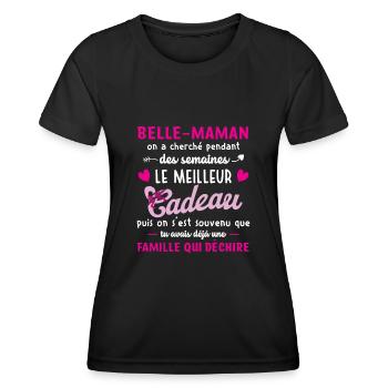 Meilleur cadeau belle maman citation coeur ruban - T-shirt sport Femme - noir - Devant - AI Model Female 172 light (172cm)