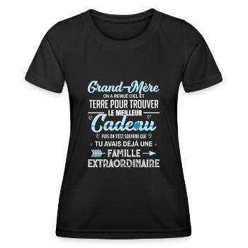 Meilleur cadeau grand mère citation coeur ruban - T-shirt sport Femme - noir - Devant - AI Model Female 172 light (172cm)