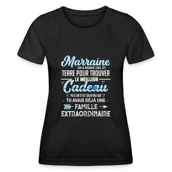 Meilleur cadeau demande annonce marraine coeur - T-shirt sport Femme - noir - Devant - AI Model Female 172 light (172cm)
