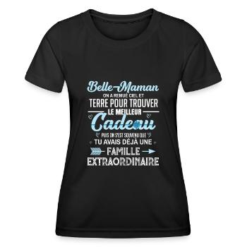 Meilleur cadeau belle maman citation coeur ruban - T-shirt sport Femme - noir - Devant - AI Model Female 172 light (172cm)