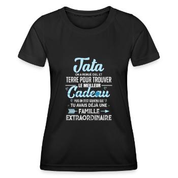 Meilleur cadeau tata citation coeur ruban tante - T-shirt sport Femme - noir - Devant - AI Model Female 172 light (172cm)