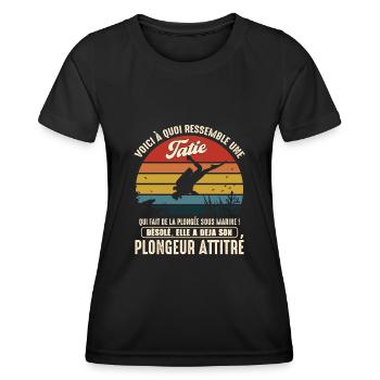 tatie pratiquante plongée sous marine plongeur - T-shirt sport Femme - noir - Devant - AI Model Female 172 light (172cm)