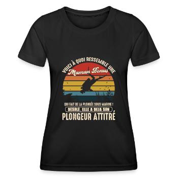 maman bonus pratiquante plongée sous marine - T-shirt sport Femme - noir - Devant - AI Model Female 172 light (172cm)